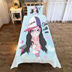 güzel kız Desenli Yatak örtüsü ve yastık kılıfı 2li takımı