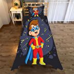 kahraman çocuk Desenli Yatak örtüsü ve yastık kılıfı 2li takımı