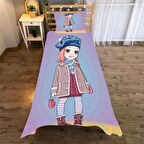 kış kızı Desenli Yatak örtüsü ve yastık kılıfı 2li takımı