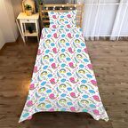 Küçük kuşlar Desenli Yatak örtüsü ve yastık kılıfı 2li takımı