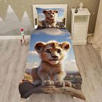 3D bebek aslan Desenli Yatak örtüsü ve yastık kılıfı 2li takımı