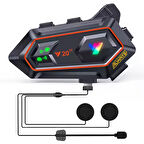 Y20 2X 1000m Telsiz Mesafeli Özellikli 2 Kişi Bağlantılı Bluetooth Kask Kulaklık Ekranlı Fenerli Mü