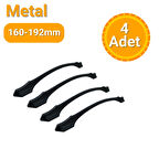 4 Adet Ateş Mat Siyah Metal Mobilya Kulpu 160mm - 192mm