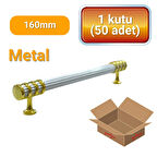 50 Adet Halka Boru Çizgili Altın Beyaz Metal Mobilya Kulpu 160mm