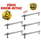 5 Adet Metal Zirve Mobilya Çekmece Dolap Kulpu Krom-Beyaz 160mm
