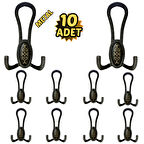 Siyah Desenli Vestiyer Portmanto 10 Adet Askılık Metal