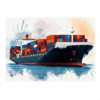 Yük Gemisi Seyir Hediyelik Mdf Tablo 25cmX 35cm