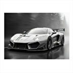 Beyaz Spor Araba Dekoratif Mdf Tablo 35cm X50cm