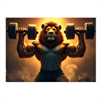 Ağırlık Kaldıran Aslan Art Mdf Tablo 25cmX 35cm