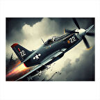 Askeri Uçak Uçuşu Tasarım Ahşap Tablo 35cm X50cm