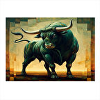 Güçlü Boğa Figürü Hediyelik Ahşap Tablo 25cmX 35cm