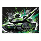 Kamuflajlı Tank Hareket Halinde Art Mdf Tablo 25cmX 35cm