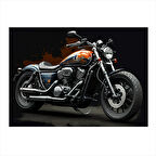 Siyah Klasik Motosiklet Hediyelik Mdf Tablo 50cmX 70cm