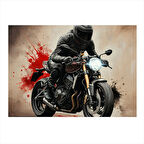 Motosiklet Sürücüsü Dekoratif ahşap Tablo 35cm X50cm