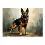 Alman Çoban Köpeği Portresi Tasarım Mdf Tablo 50cmX 70cm