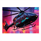 Gece Uçan Helikopter Model Mdf tablo 25cmX 35cm