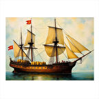 Ahşap Yelkenli Gemi Mdf poster 35cm X50cm