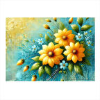 Sarı Çiçek Desenleri Art Mdf Tablo 35cm X50cm