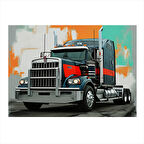 Siyah Uzun Yol Tırı Modern Ahşap Tablo 50cmX 70cm