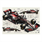 Yarış Arabası Teknik Çizim Hediyelik Mdf Tablo 35cm X50cm