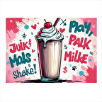 Retro Milkshake Afişi Modern Mdf Tablo 25cmX 35cm