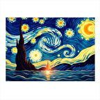Yıldızlı Gece Tablosu Teması Mdf poster 25cmX 35cm