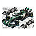 Formula 1 Araç Planı Dekoratif Mdf Tablo 35cm X50cm