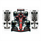 Yarış Arabası Teknik Detay Art Mdf Poster 25cmX 35cm