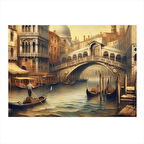 Venedik Kanalı İllüstrasyonu Art Mdf Poster 35cm X50cm