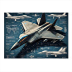 Savaş Uçağı Çizimi Desenli Ahşap Tablo 25cmX 35cm