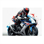 Yarış Motosikleti Hız Çizimi Hediyelik Ahşap Tablo 35cm X50cm