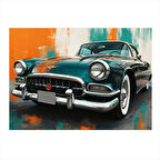 Yeşil Klasik Araba Dekoratif ahşap Tablo 25cmX 35cm