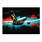 Yolcu Uçağı Manevrası Desenli Ahşap Tablo 50cmX 70cm