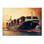Yük Gemisi Limanda Mdf poster 25cmX 35cm