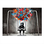 Salıncakta Çocuk İllüstrasyonu Desenli Mdf Tablo 25cmX 35cm