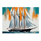Beyaz Yelkenli Gemiler Hediyelik Mdf Tablo 35cm X50cm