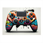 Renkli Oyun Konsolu Kumandası Desenli Ahşap Tablo 25cmX 35cm