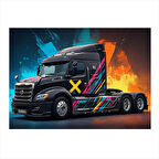 Grafitili Siyah Tır Modern Ahşap Tablo 25cmX 35cm