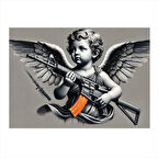 Silahlı Melek Figürü Mdf poster 25cmX 35cm