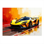 Turuncu Spor Araba Tasarımı Model Ahşap Tablo 50cmX 70cm