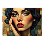 Kadın Yüz Portresi Hediyelik Ahşap Tablo 25cmX 35cm