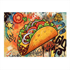 Renkli Taco İllüstrasyonu Tasarım Ahşap Tablo 50cmX 70cm