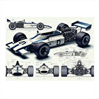 Teknik Yarış Arabası Çizimi Model Mdf tablo 25cmX 35cm