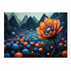 Kozmik Çiçek Tasarımı Modern Ahşap Tablo 35cm X50cm