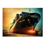 Büyük Yük Gemisi Çizimi Art Mdf Poster 35cm X50cm