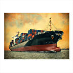 Yüzen Yük Gemisi Tasarım Ahşap Tablo 25cmX 35cm