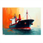 Limanda Kargo Gemisi Model Ahşap Tablo 25cmX 35cm