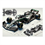 Formula 1 Araba Tasarımı Desenli Ahşap Tablo 25cmX 35cm