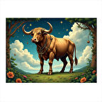 Kozmik Boğa Burcu Figürü Hediyelik Mdf Tablo 35cm X50cm