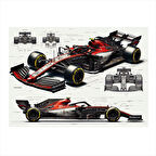 Teknik Formula 1 Araç Çizimi Mdf poster 35cm X50cm